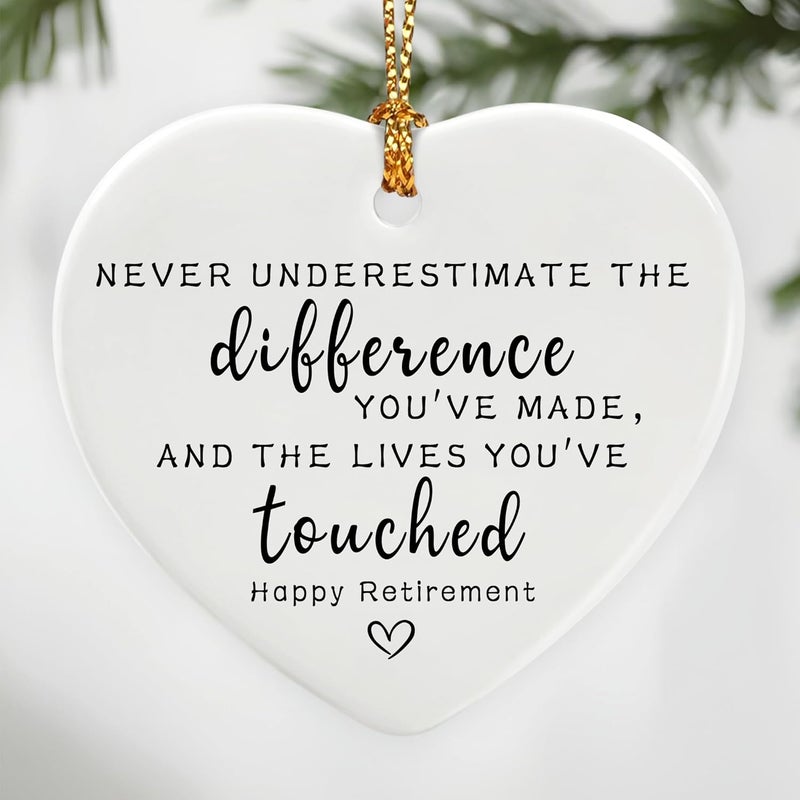 Jocidea Never Underestimate The Difference You’ve Made, and The Lives You’ve Touched - Appreciation Gifts, Retirement Gifts for Women, Men, Coworker, Boss, Employee, Teacher, Nurse | Heart Christmas Ornament - Image 1